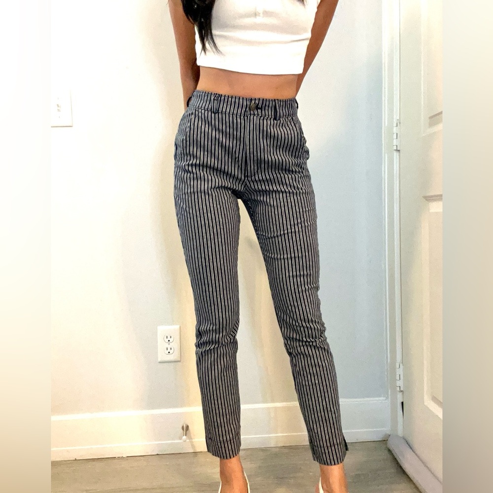 Hollister Navy and White Skinny Pants with Pinstripes